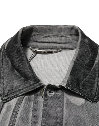 Dolce & Gabbana Gray Washed Cotton Stretch Denim Jacket by Dolce & Gabbana