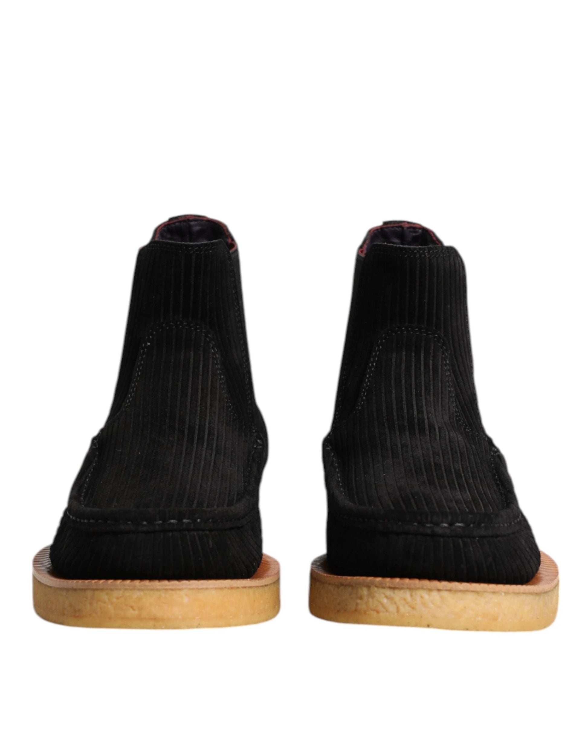 Dolce & Gabbana Black Calf Suede Slip On Ankle Boots Shoes by Dolce & Gabbana
