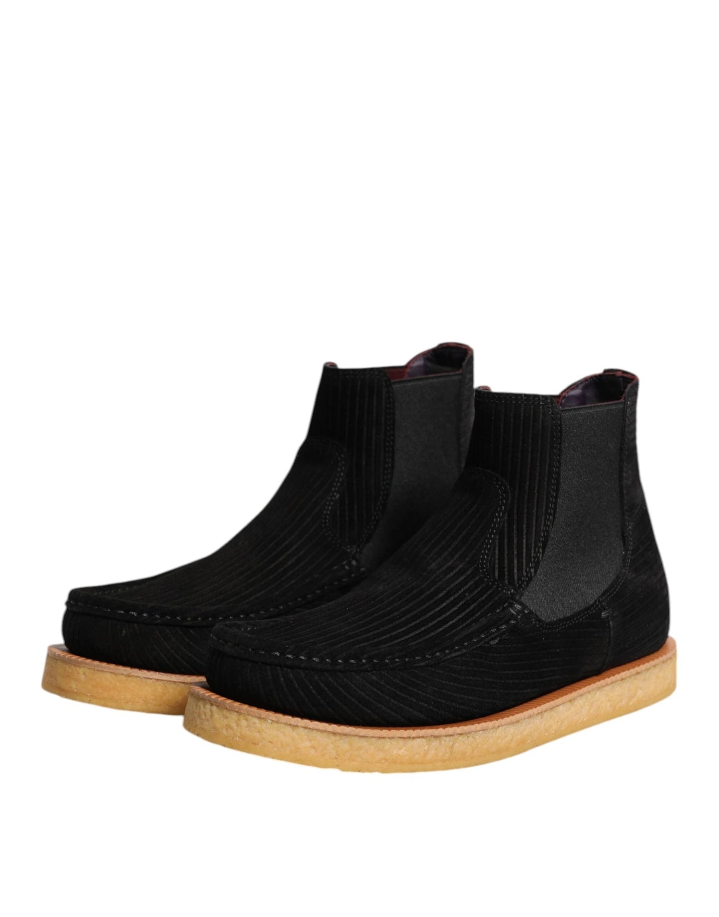 Dolce & Gabbana Black Calf Suede Slip On Ankle Boots Shoes by Dolce & Gabbana