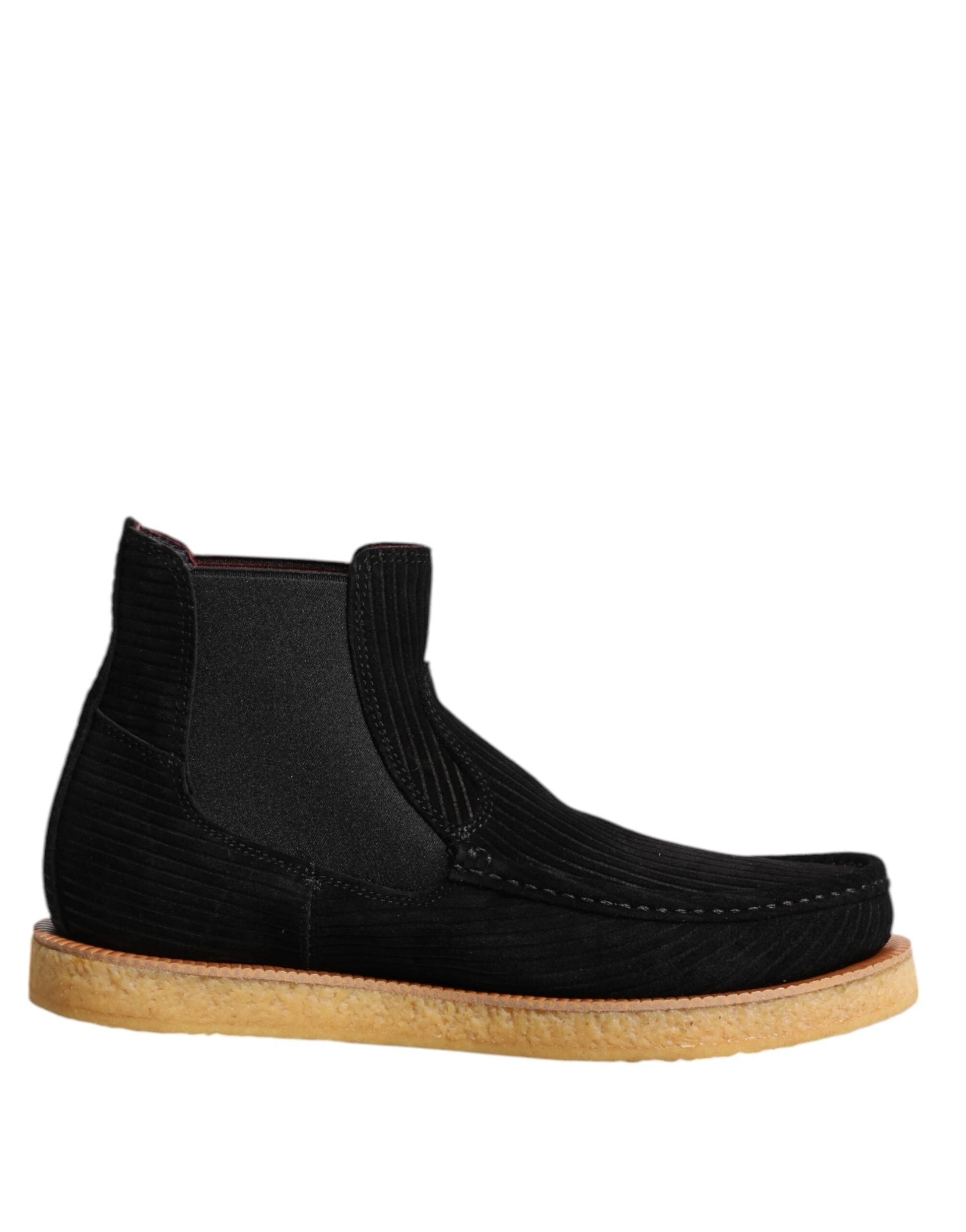 Dolce & Gabbana Black Calf Suede Slip On Ankle Boots Shoes by Dolce & Gabbana