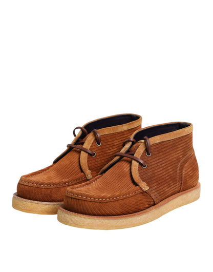 Dolce & Gabbana Brown Suede Nubuck Leather Desert Ankle Boots Shoes