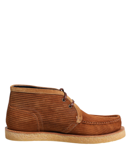 Bottines desert à lacets Dolce & Gabbana en cuir nubuck marron – MV7379