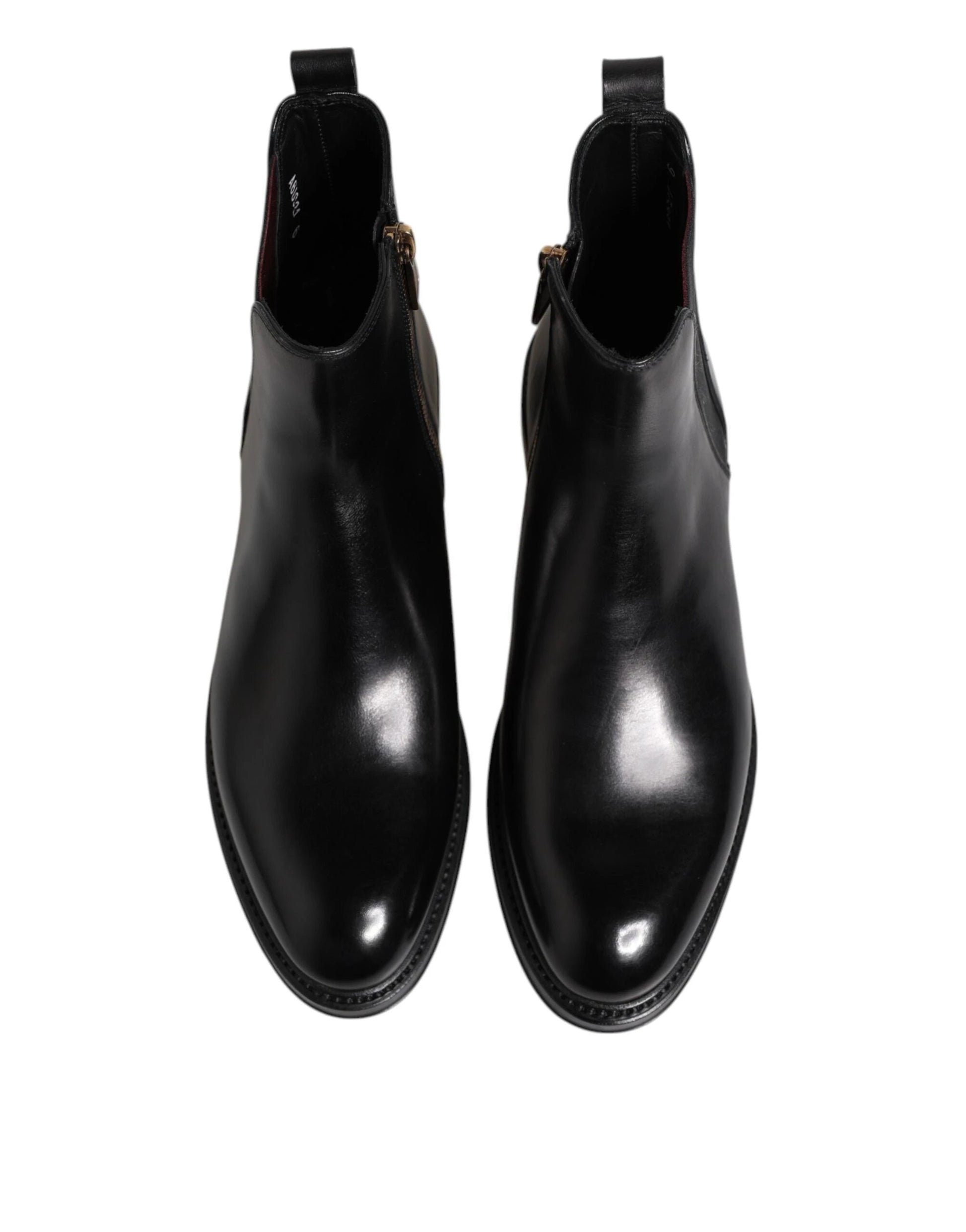 Dolce & Gabbana Black Chelsea Leather Mid Calf Boots Shoes by Dolce & Gabbana
