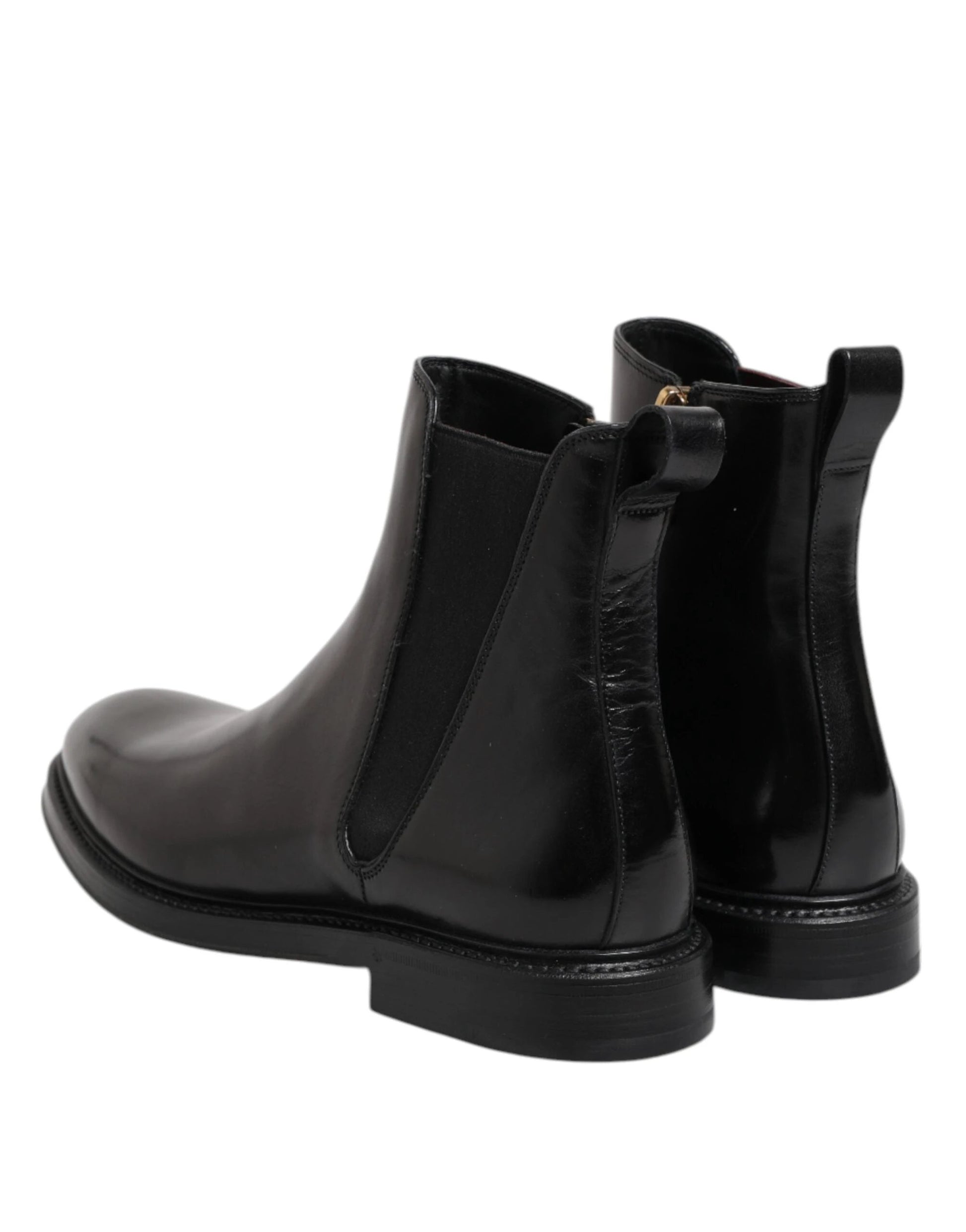Dolce & Gabbana Black Chelsea Leather Mid Calf Boots Shoes by Dolce & Gabbana