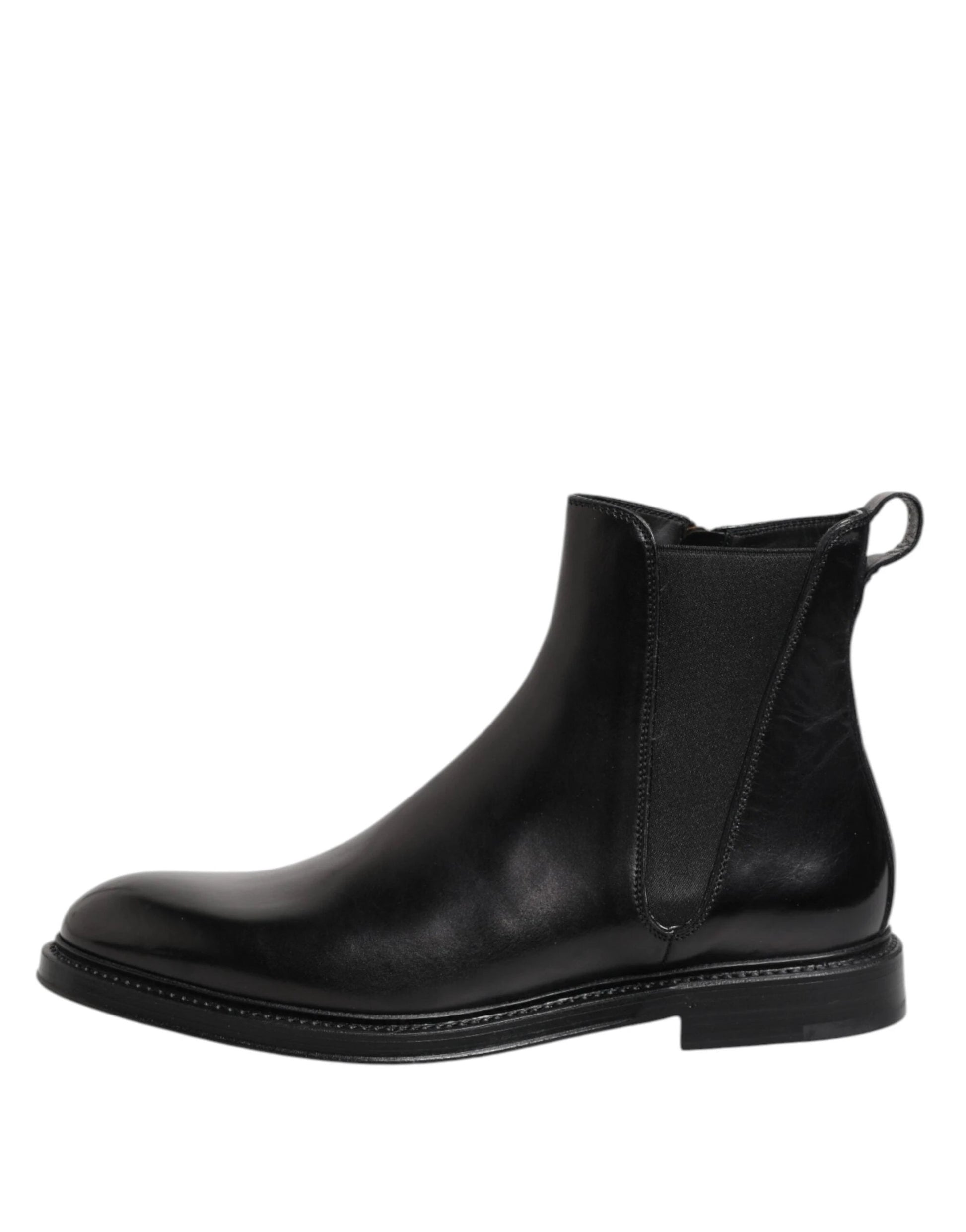 Dolce & Gabbana Black Chelsea Leather Mid Calf Boots Shoes by Dolce & Gabbana