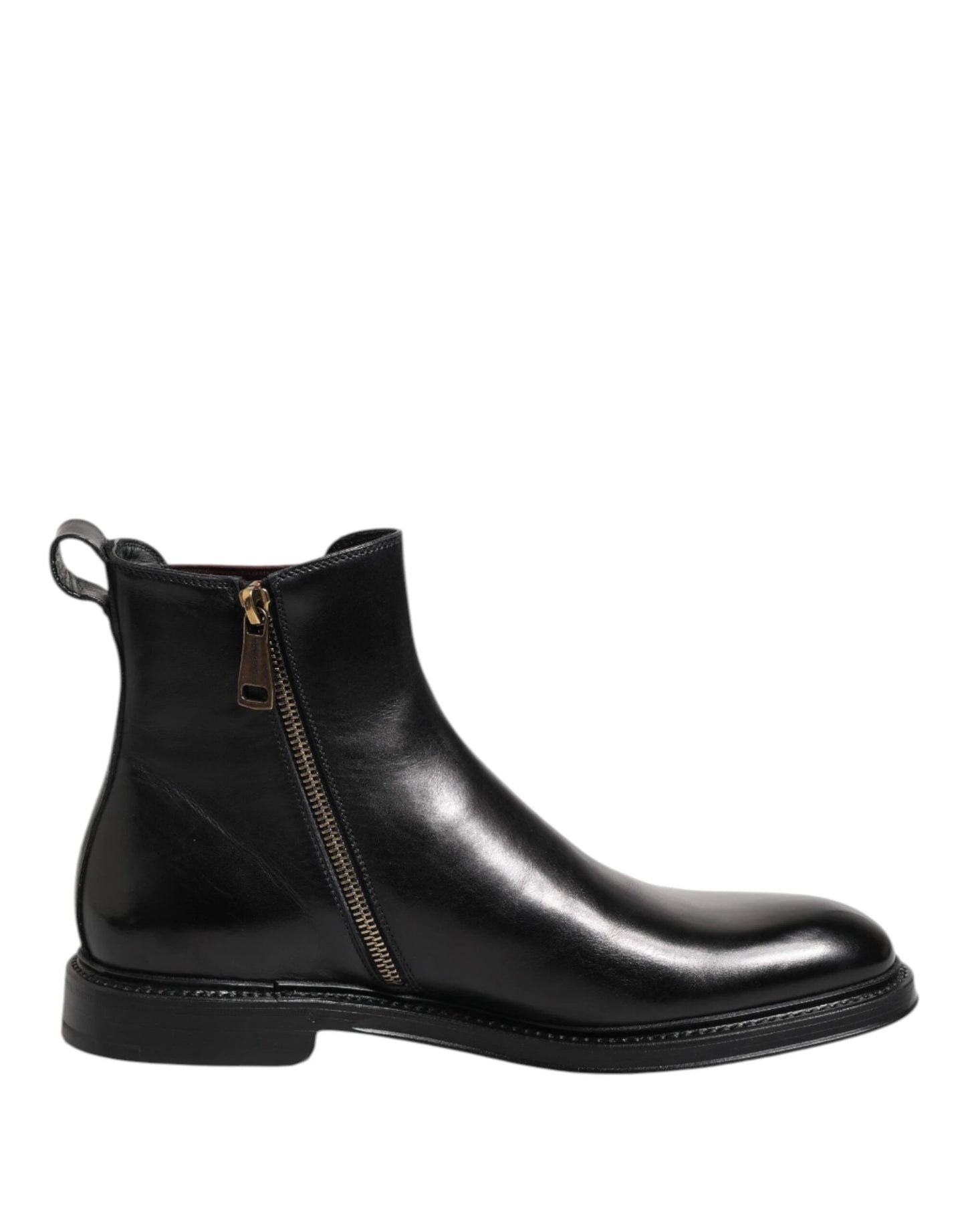 Dolce & Gabbana Black Chelsea Leather Mid Calf Boots Shoes by Dolce & Gabbana
