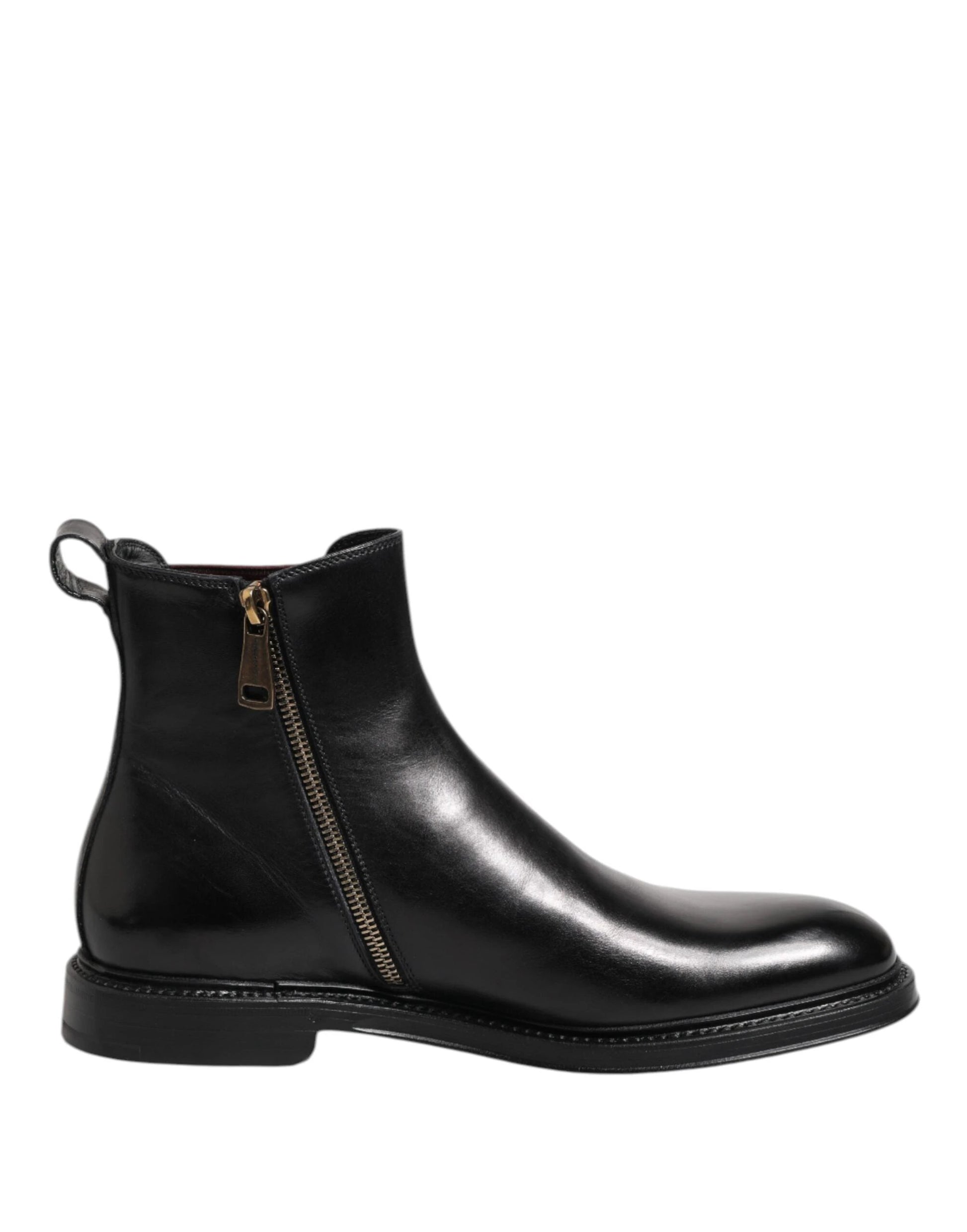 Dolce & Gabbana Black Chelsea Leather Mid Calf Boots Shoes by Dolce & Gabbana