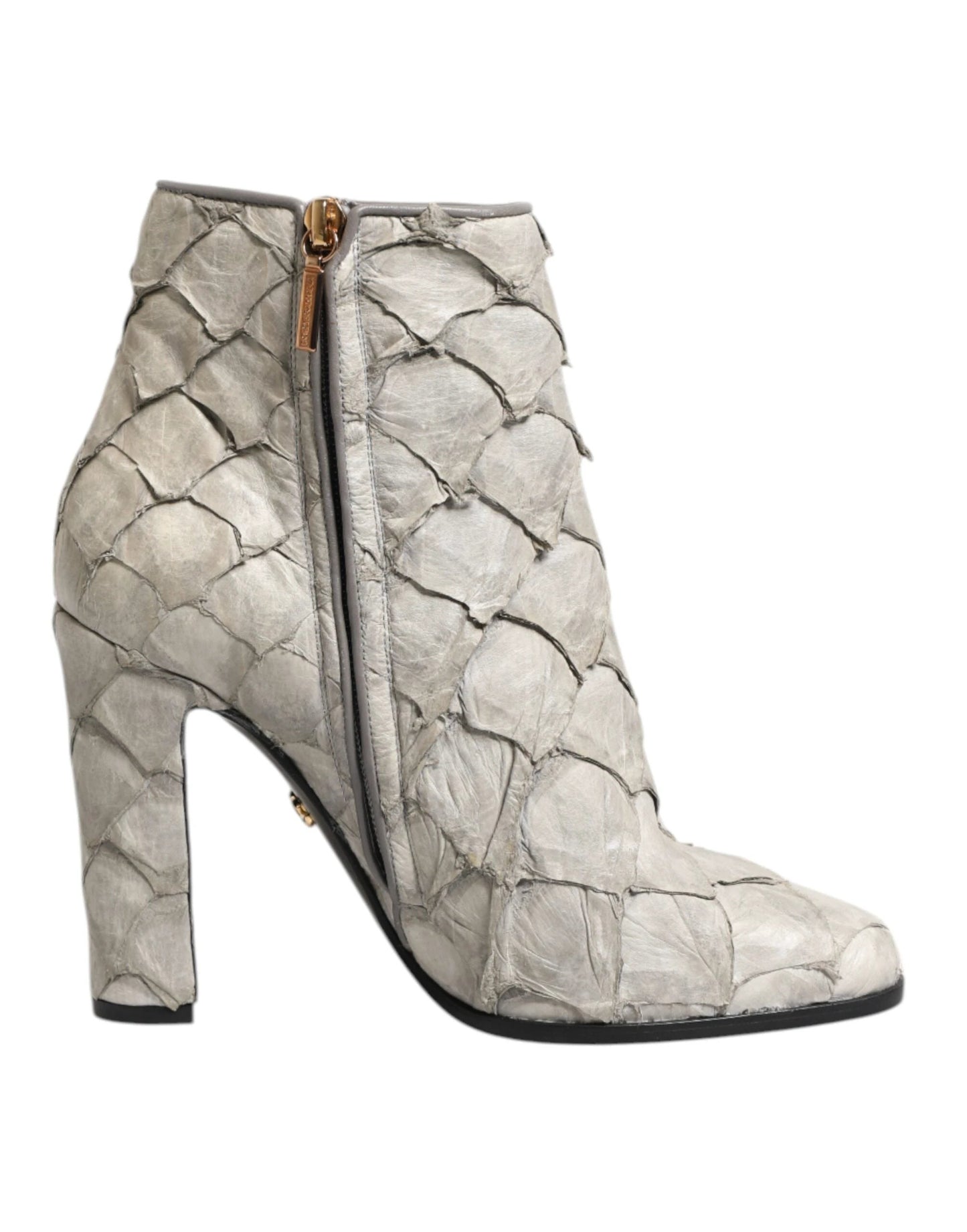 Dolce & Gabbana Off White Leather Heels Ankle Boots Shoes by Dolce & Gabbana