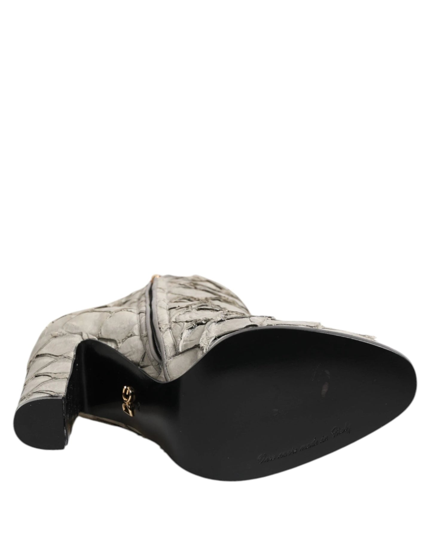 Dolce & Gabbana Off White Leather Heels Ankle Boots Shoes by Dolce & Gabbana