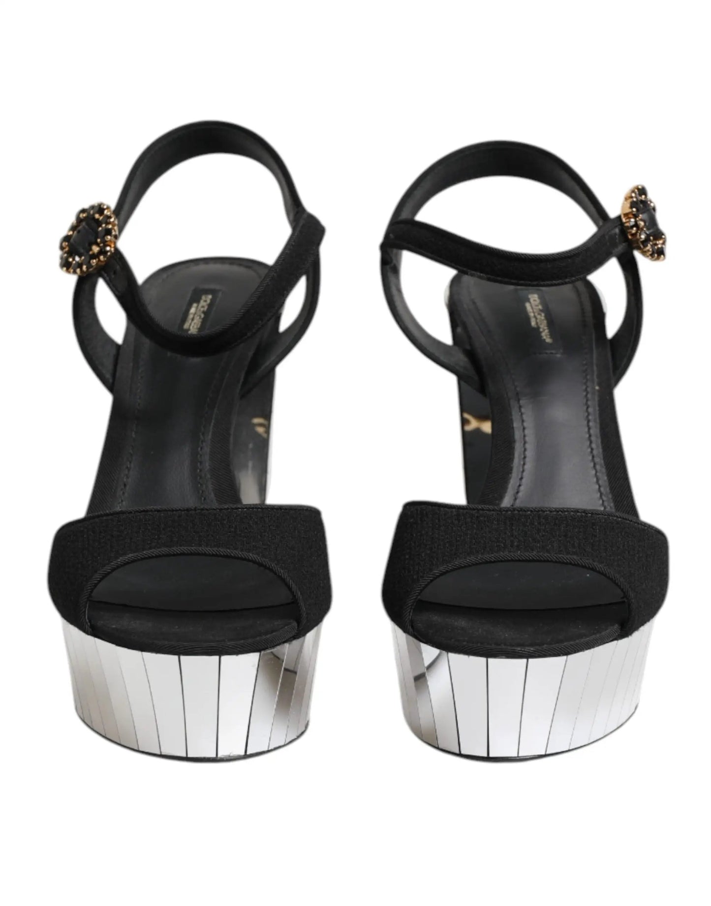 Dolce & Gabbana Black Crystal Ankle Strap Keira Sandal Shoes by Dolce & Gabbana