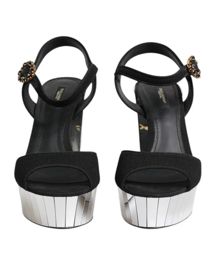 Dolce & Gabbana Black Crystal Ankle Strap Keira Sandal Shoes by Dolce & Gabbana
