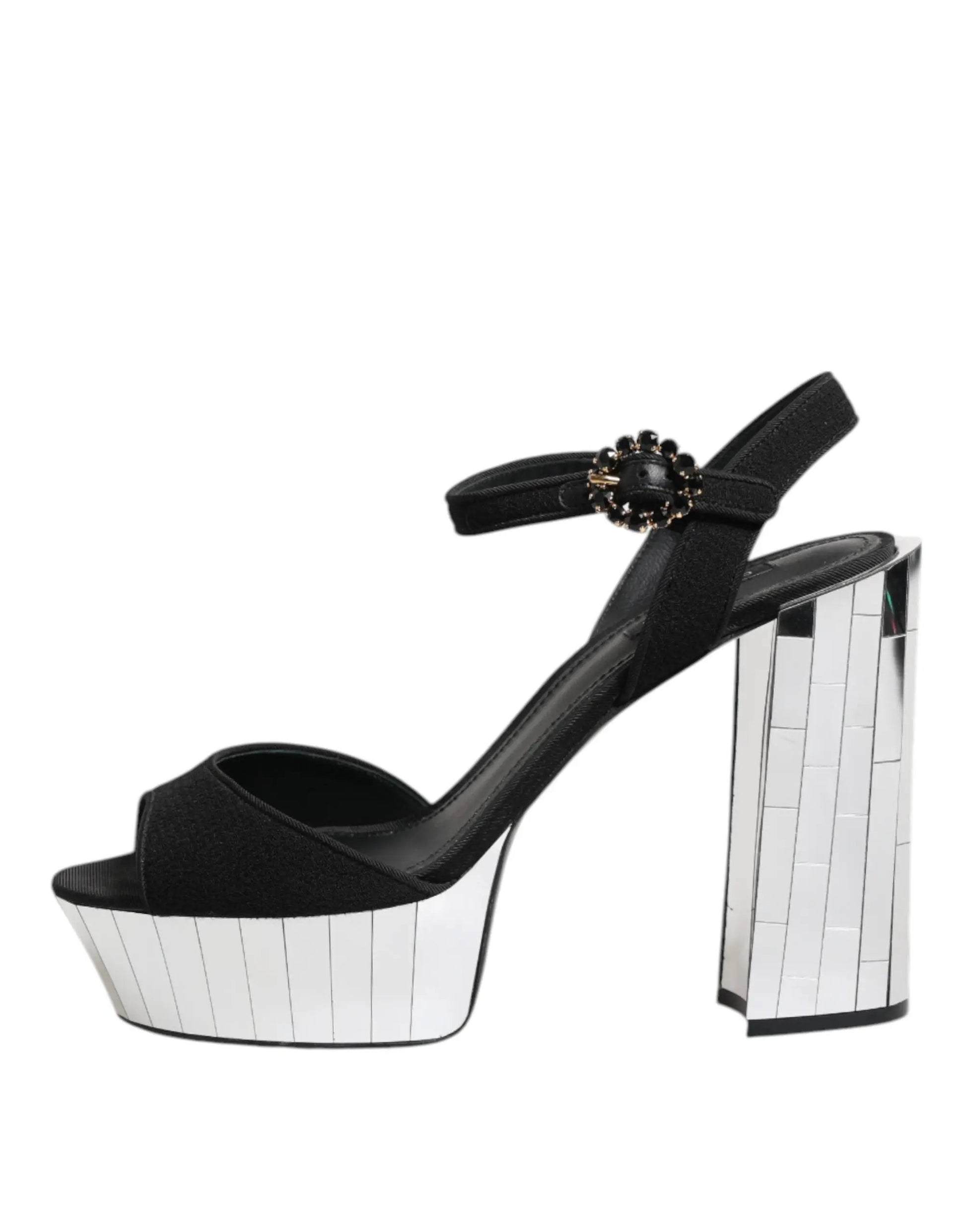 Dolce & Gabbana Black Crystal Ankle Strap Keira Sandal Shoes by Dolce & Gabbana