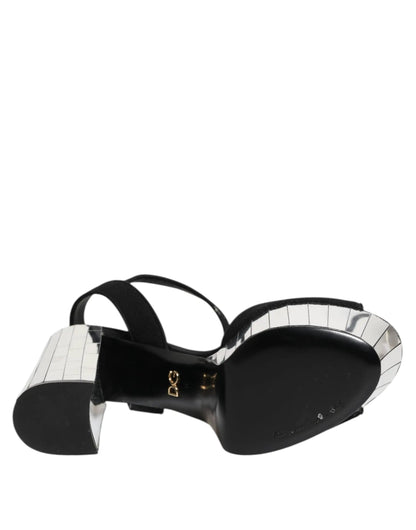 Dolce & Gabbana Black Crystal Ankle Strap Keira Sandal Shoes by Dolce & Gabbana