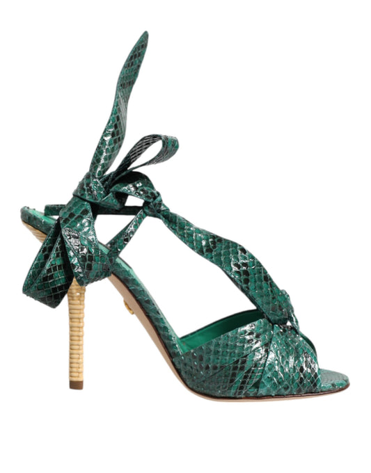 Sandales à talon haut Dolce & Gabbana en cuir de python vert – LA11455