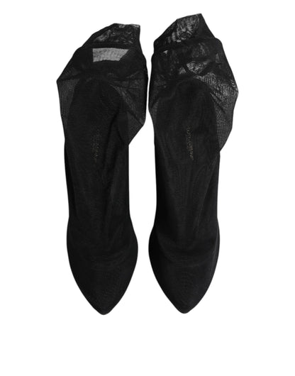 Bottines chaussettes Dolce & Gabbana femme en soie stretch noire – LA11463