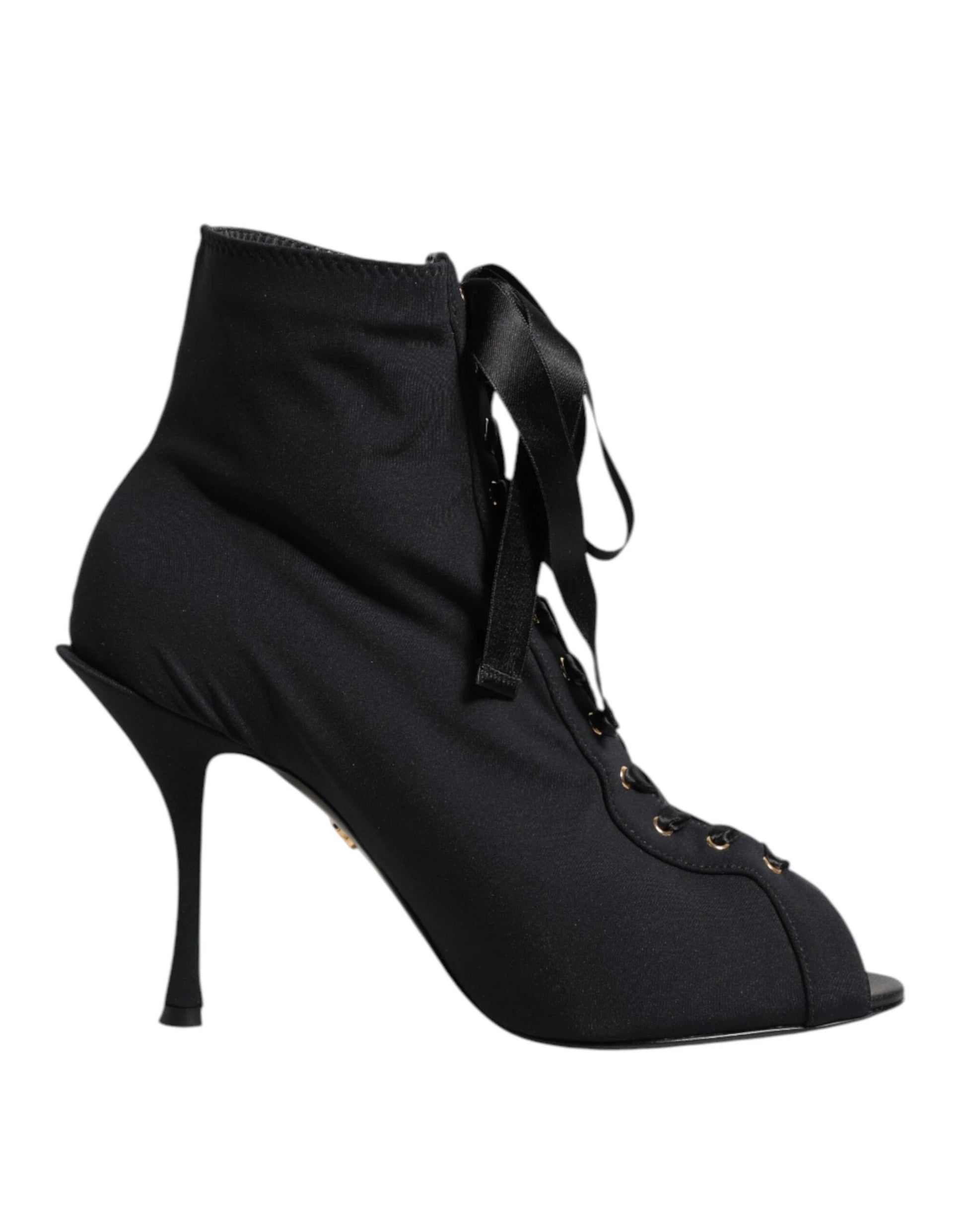 Dolce & Gabbana Black Stiletto Heels Lace Up Boots Shoes by Dolce & Gabbana