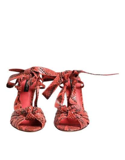 Dolce & Gabbana Coral Python Leather Heels Sandals Shoes by Dolce & Gabbana