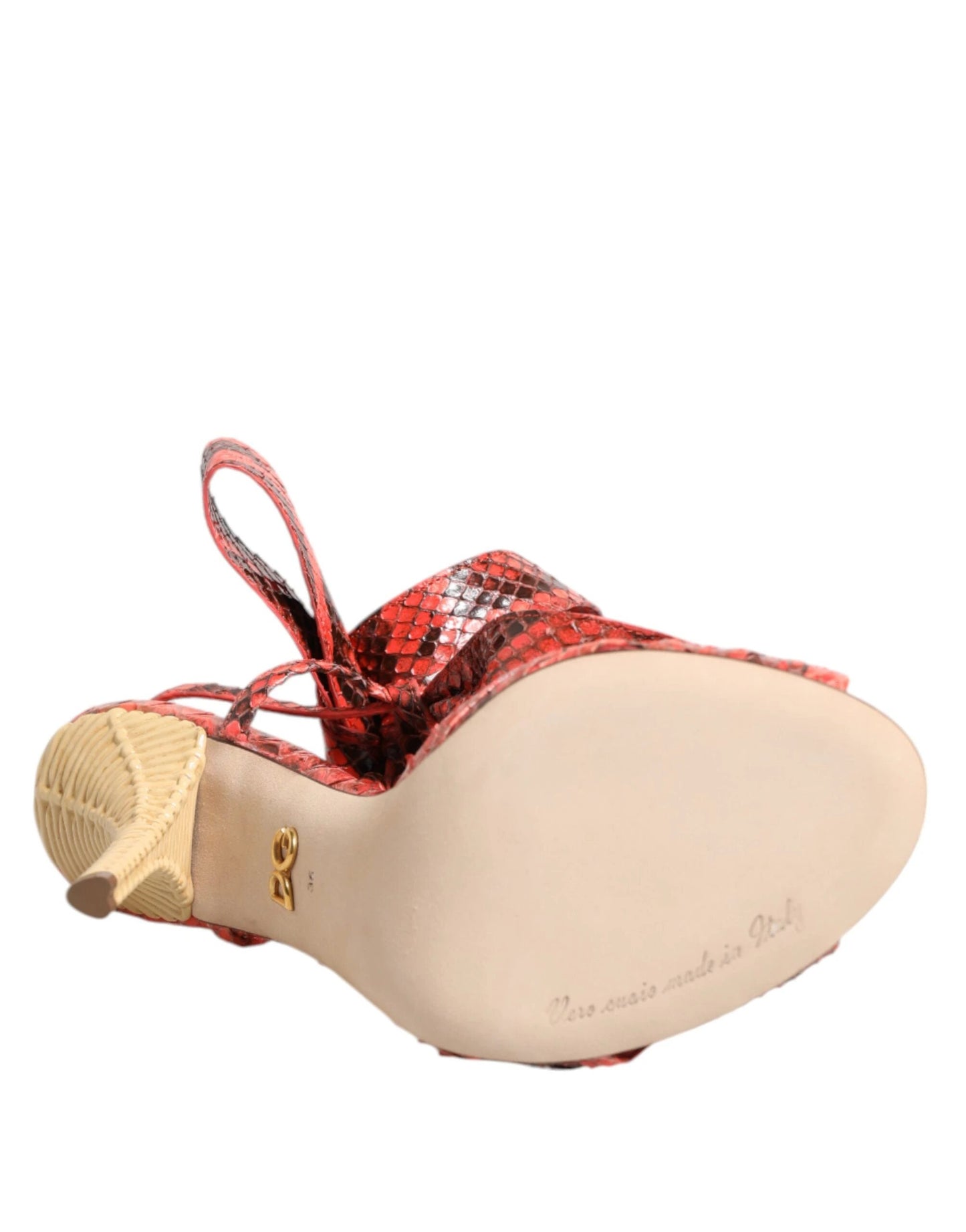Dolce & Gabbana Coral Python Leather Heels Sandals Shoes by Dolce & Gabbana