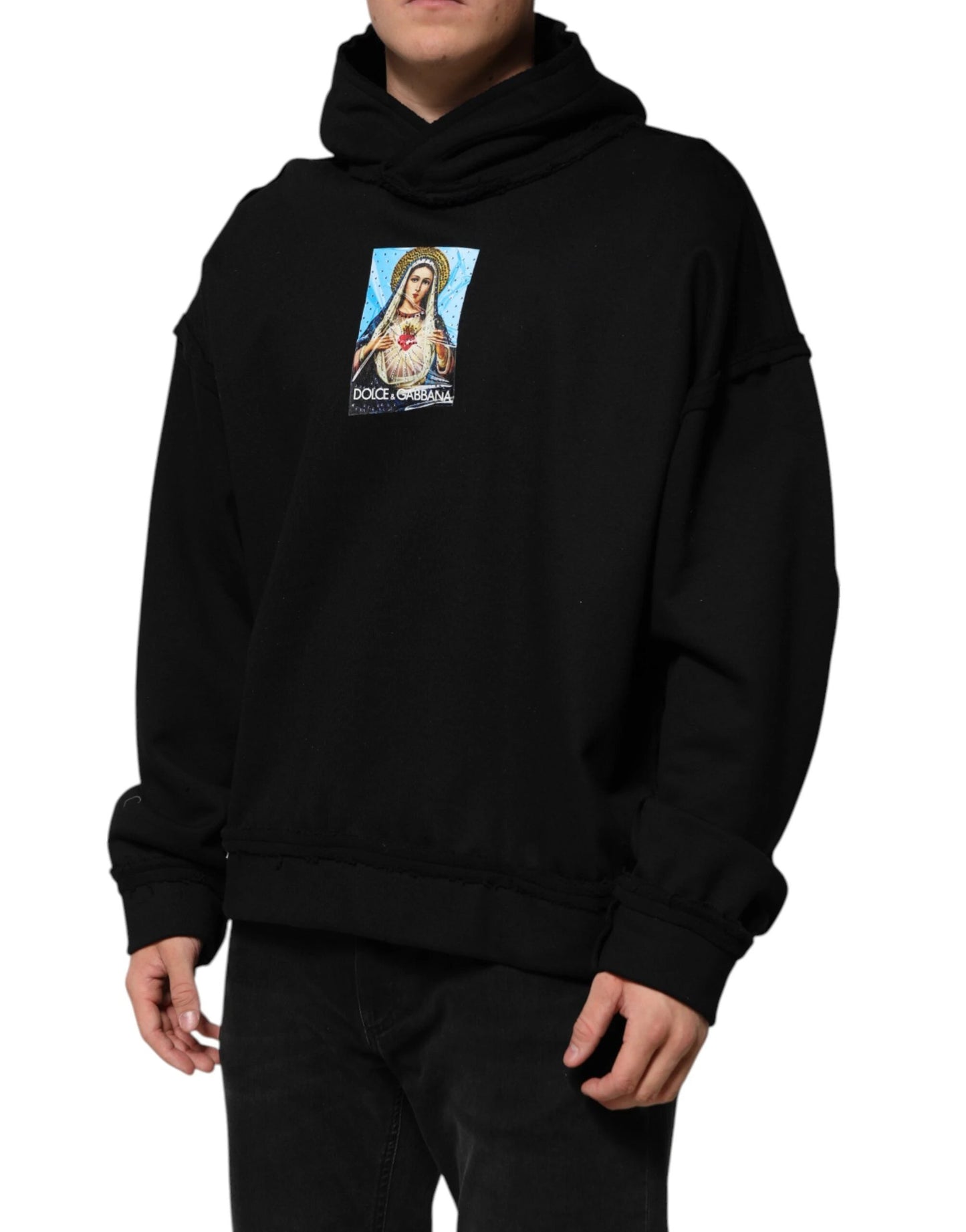 Dolce & Gabbana Black Printed Hoodie Crystal Embellished Jacket by Dolce & Gabbana