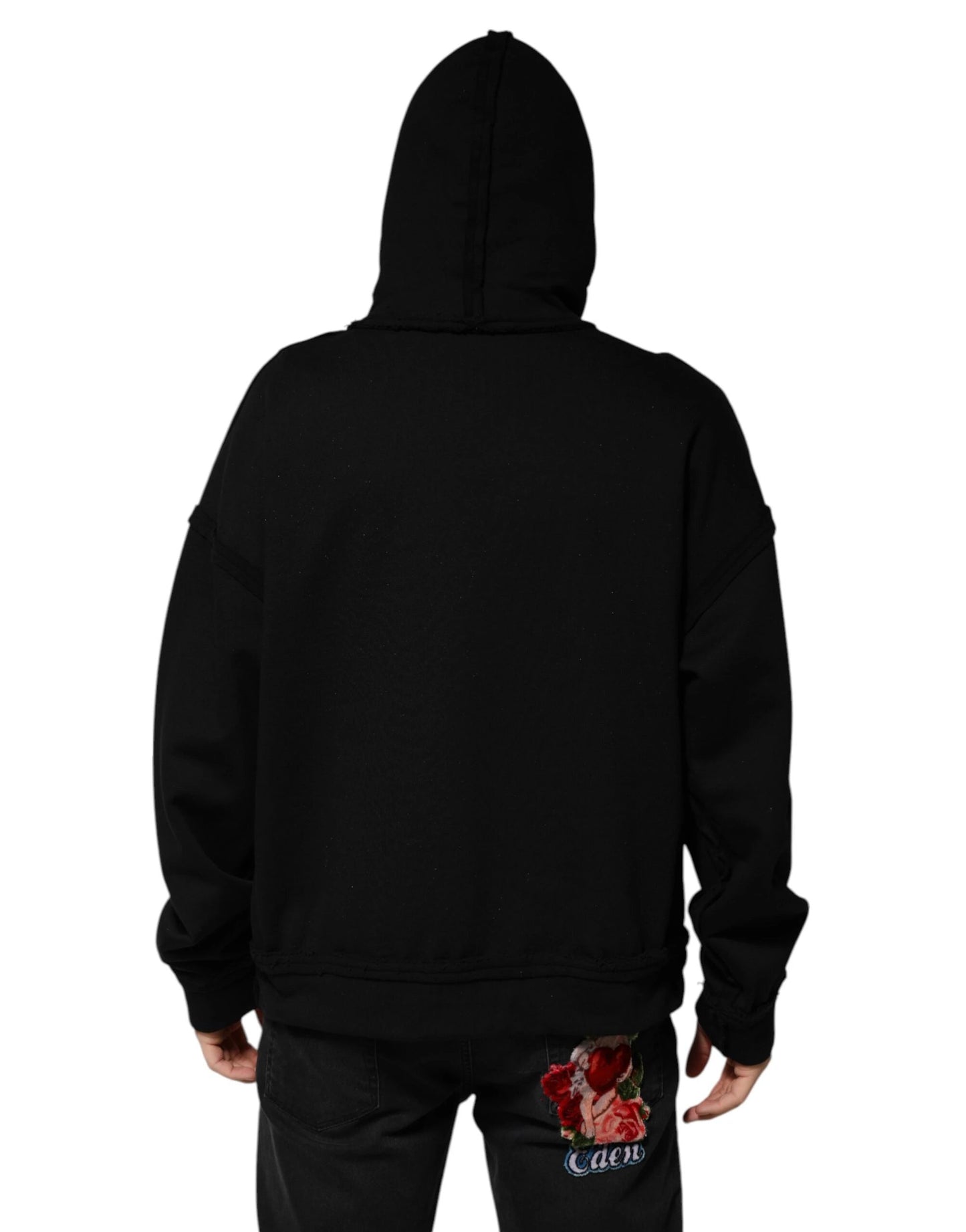 Dolce & Gabbana Black Printed Hoodie Crystal Embellished Jacket by Dolce & Gabbana