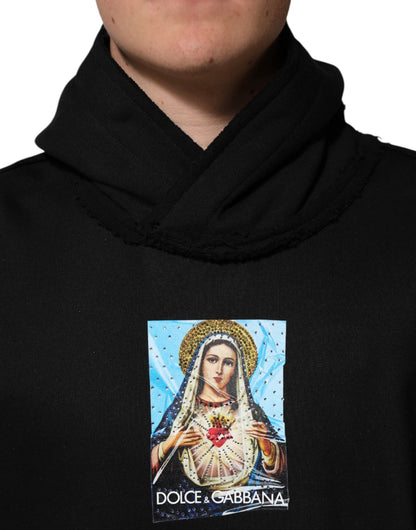 Dolce & Gabbana Black Printed Hoodie Crystal Embellished Jacket by Dolce & Gabbana