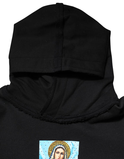 Dolce & Gabbana Black Printed Hoodie Crystal Embellished Jacket by Dolce & Gabbana
