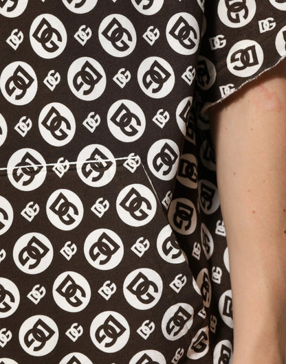 Dolce & Gabbana Brown White DG Logo Short Hoodie Sweater by Dolce & Gabbana