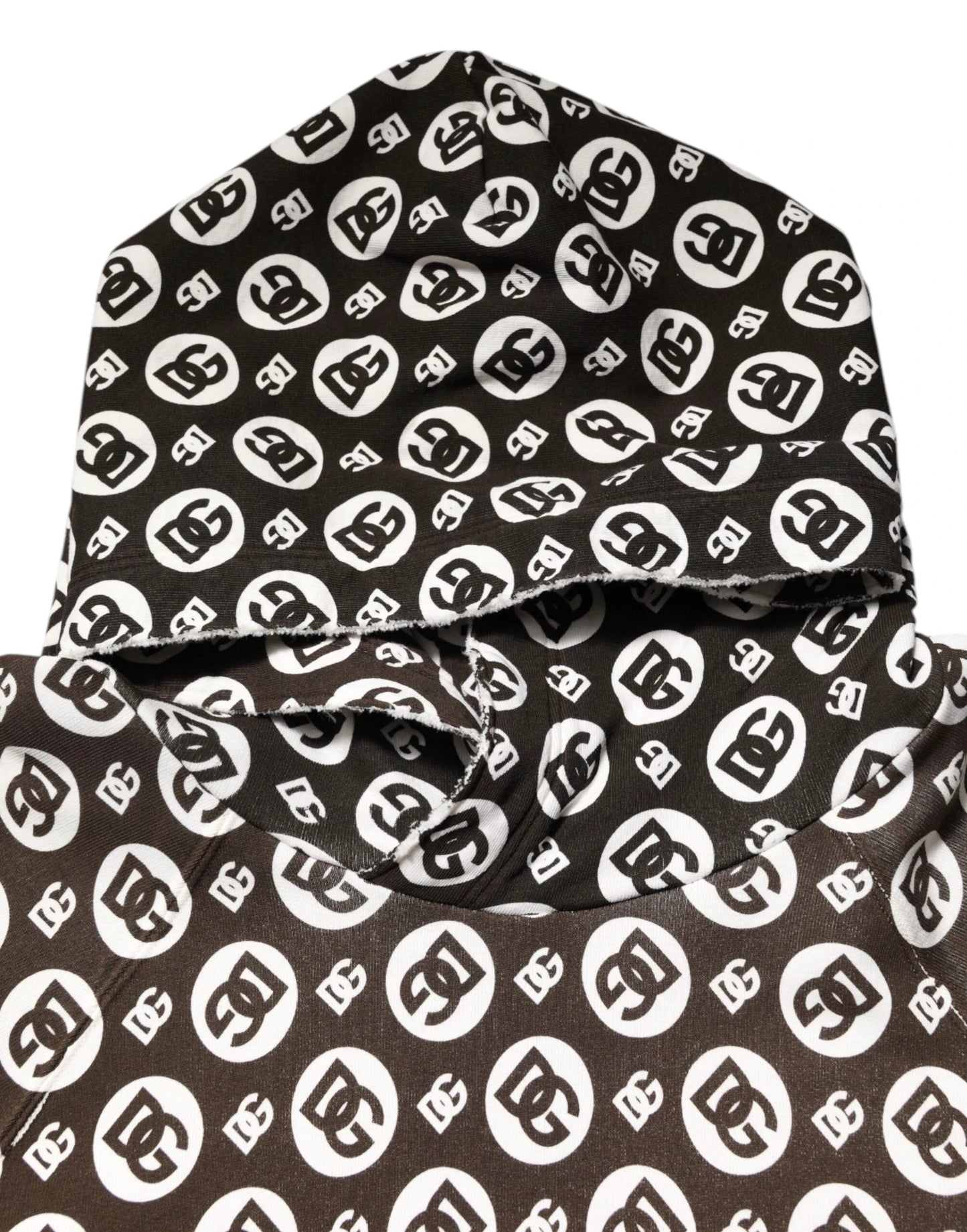 Dolce & Gabbana Brown White DG Logo Short Hoodie Sweater by Dolce & Gabbana
