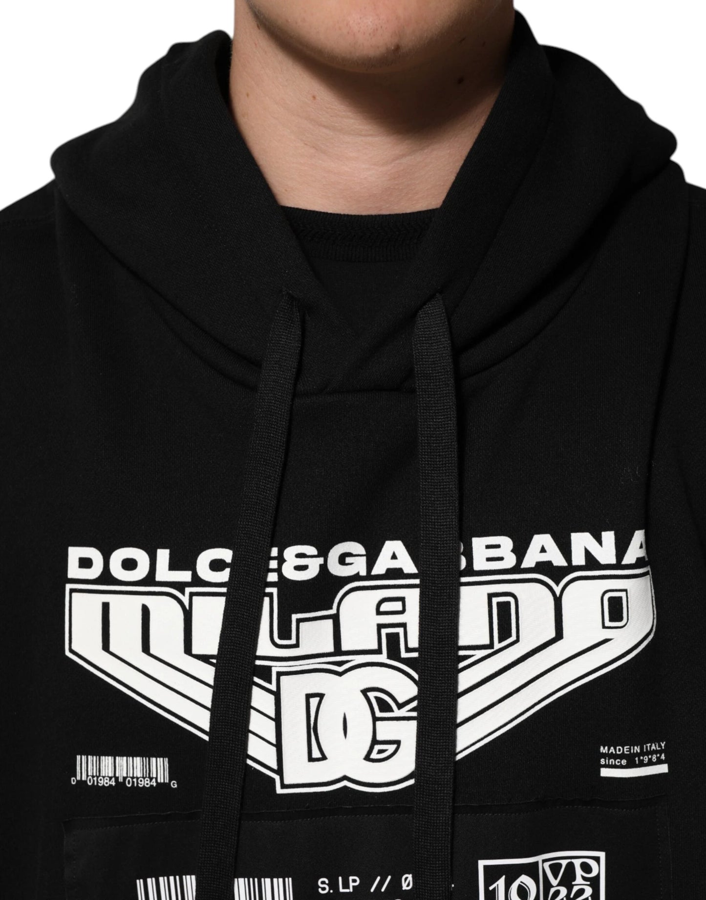 Dolce & Gabbana Black Cotton DG Milano Logo Print Hoodie Sweater by Dolce & Gabbana