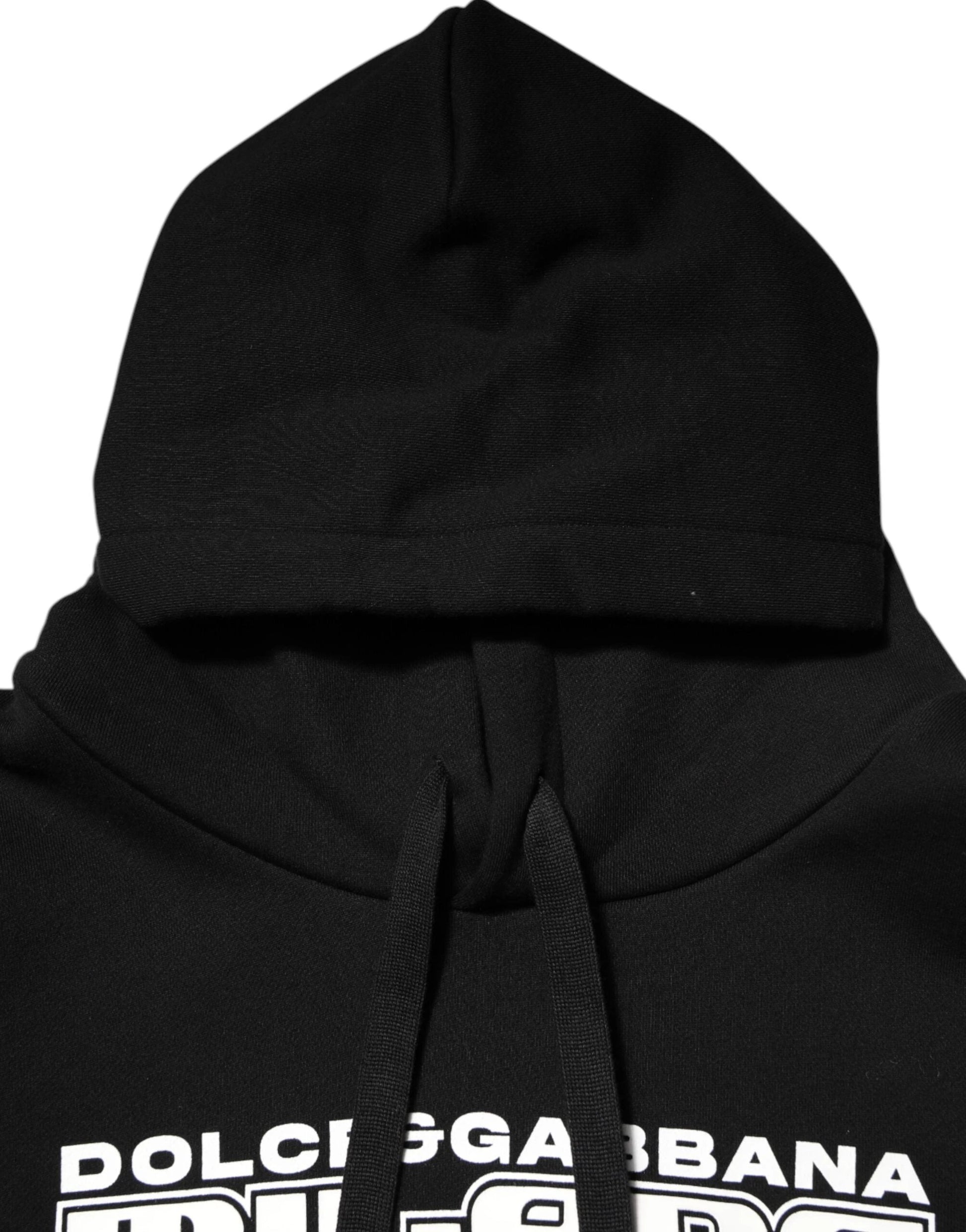 Dolce & Gabbana Black Cotton DG Milano Logo Print Hoodie Sweater by Dolce & Gabbana