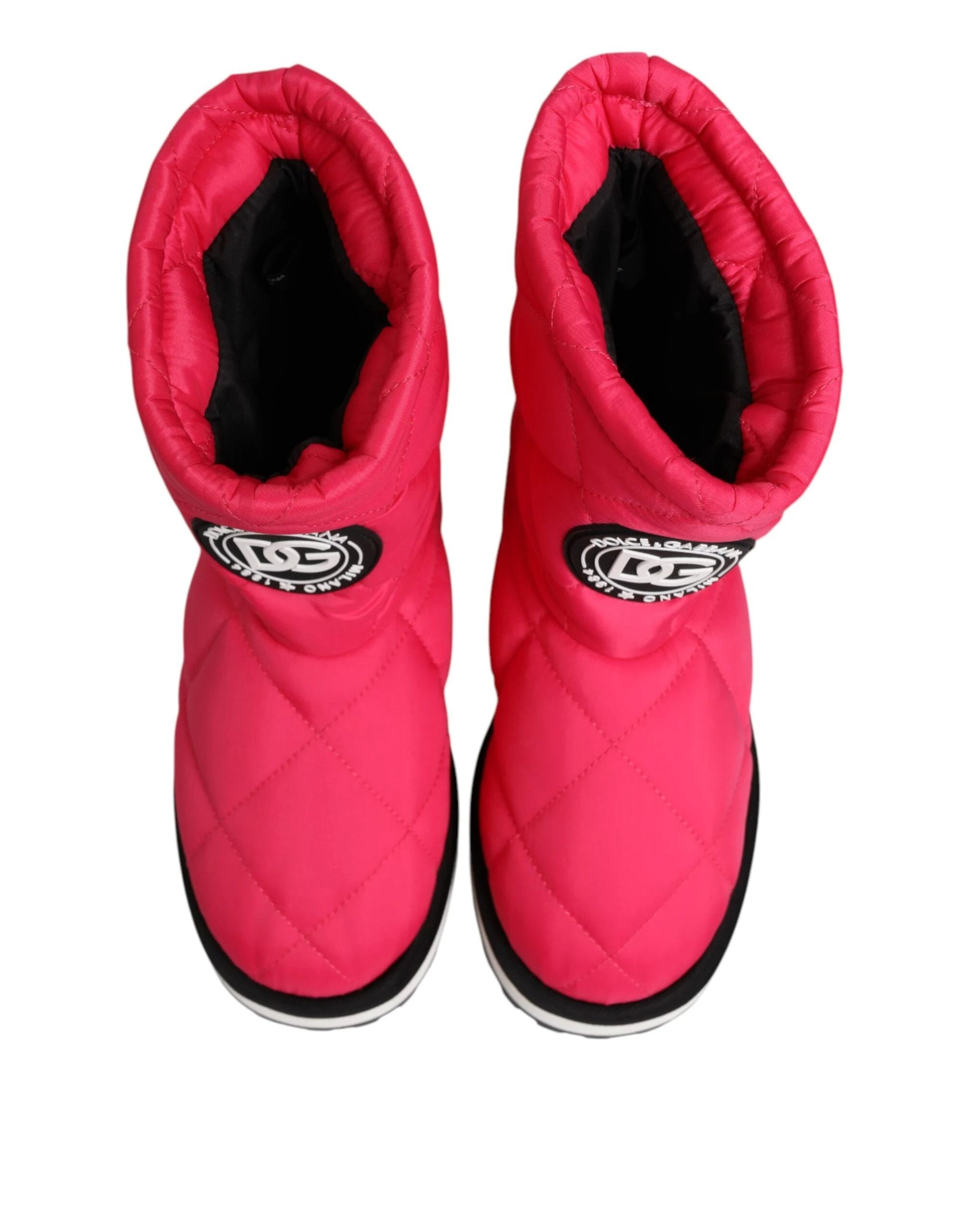 Dolce & Gabbana Pink White Viscose Padded Mid Calf Boots Shoes by Dolce & Gabbana