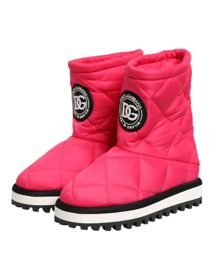 Dolce & Gabbana Pink White Viscose Padded Mid Calf Boots Shoes by Dolce & Gabbana