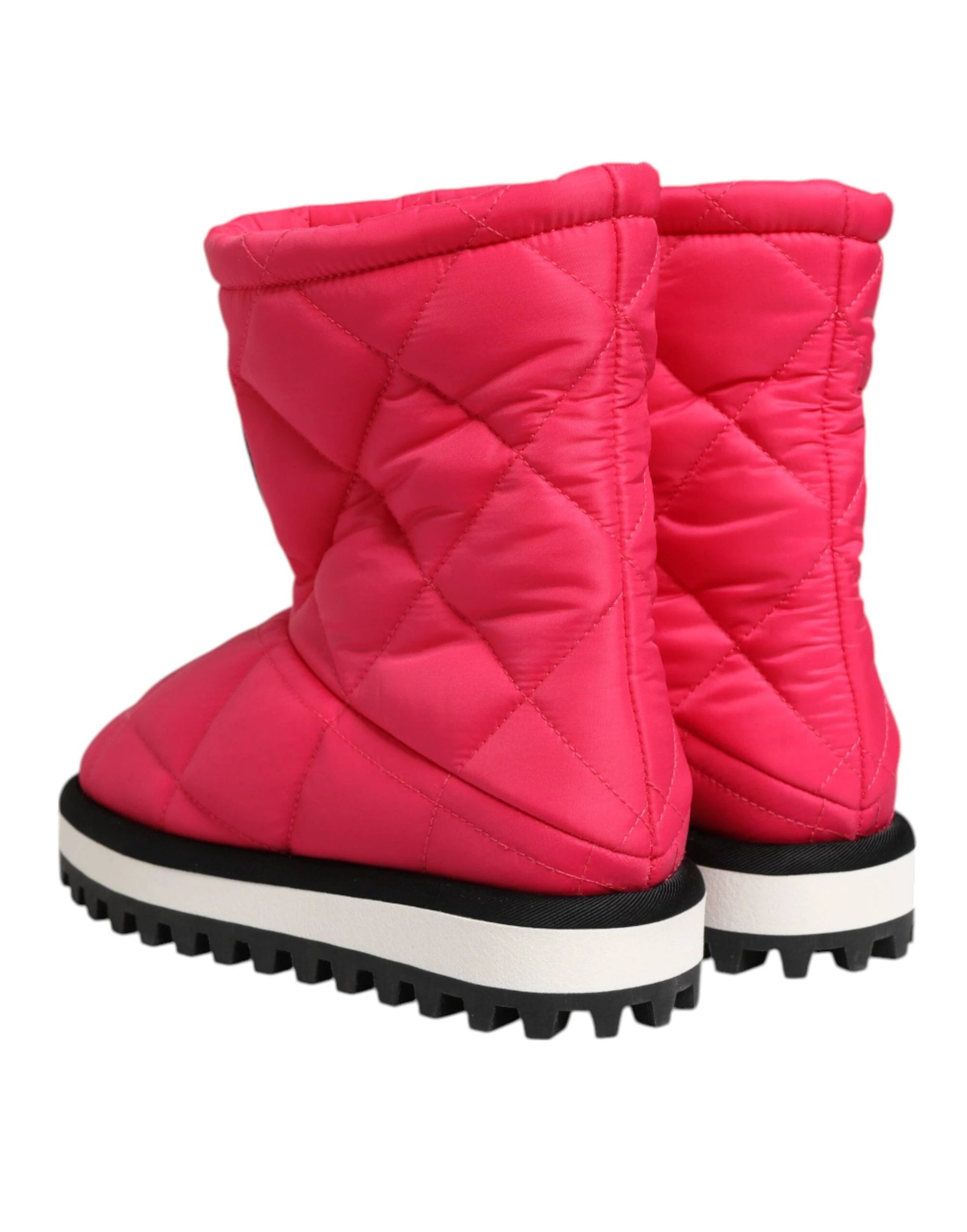 Dolce & Gabbana Pink White Viscose Padded Mid Calf Boots Shoes by Dolce & Gabbana