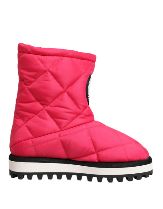 Bottes mi-mollet matelassées Dolce & Gabbana en viscose rose et blanc – LA12812