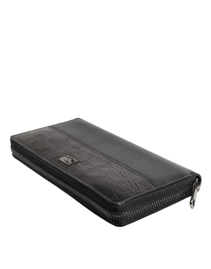 Portefeuille continental zippé Dolce & Gabbana homme en cuir noir – BAG4700