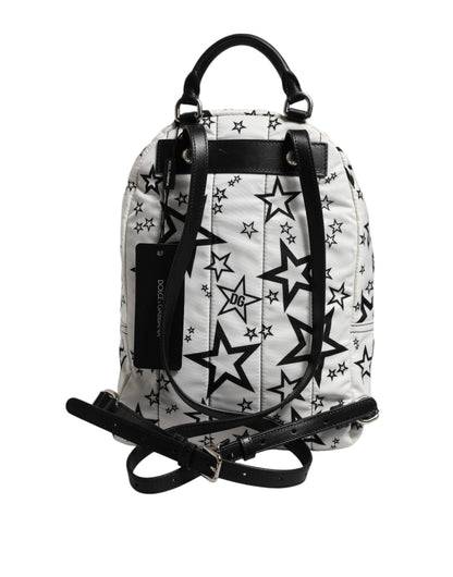 Dolce & Gabbana White DG Stars Print Nylon Travel Backpack Bag