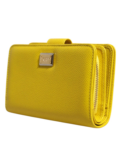Dolce & Gabbana Yellow Leather Bifold Continental Clutch Wallet by Dolce & Gabbana