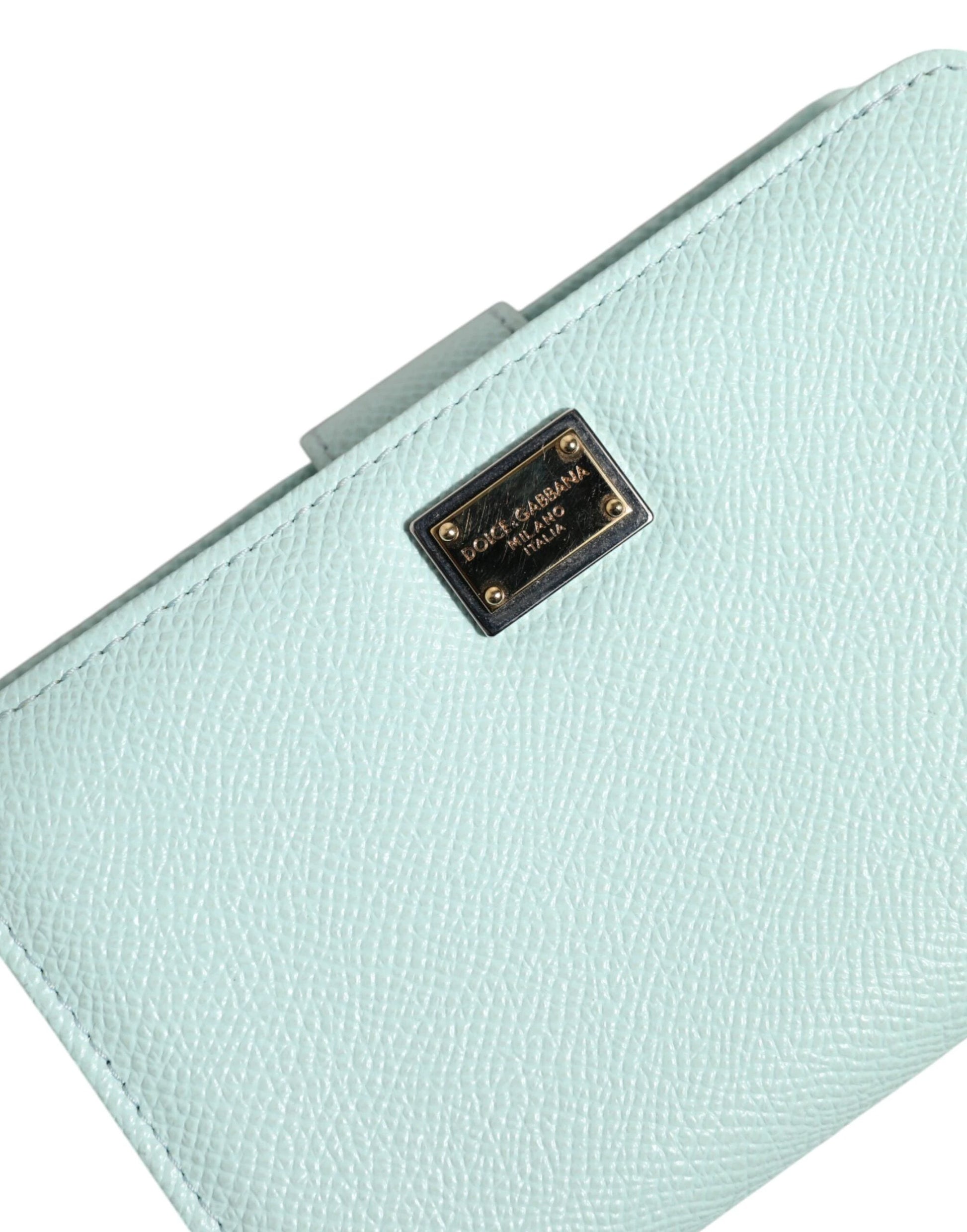 Dolce & Gabbana Mint Green Leather Bifold Continental Clutch Wallet by Dolce & Gabbana