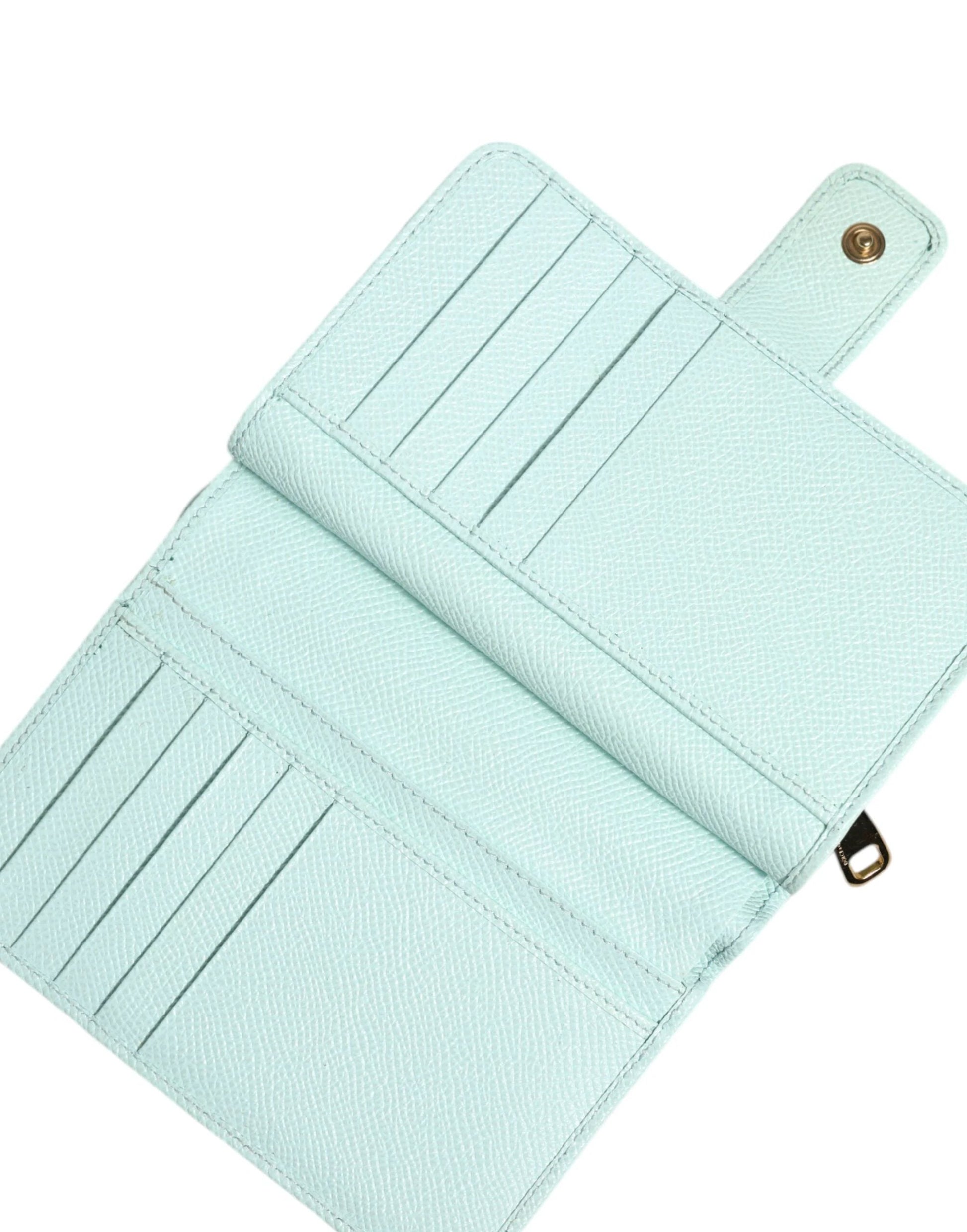 Dolce & Gabbana Mint Green Leather Bifold Continental Clutch Wallet by Dolce & Gabbana