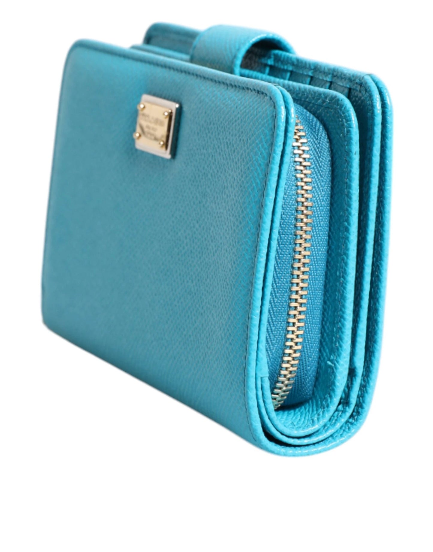 Dolce & Gabbana Light Blue Leather Bifold Continental Clutch Wallet