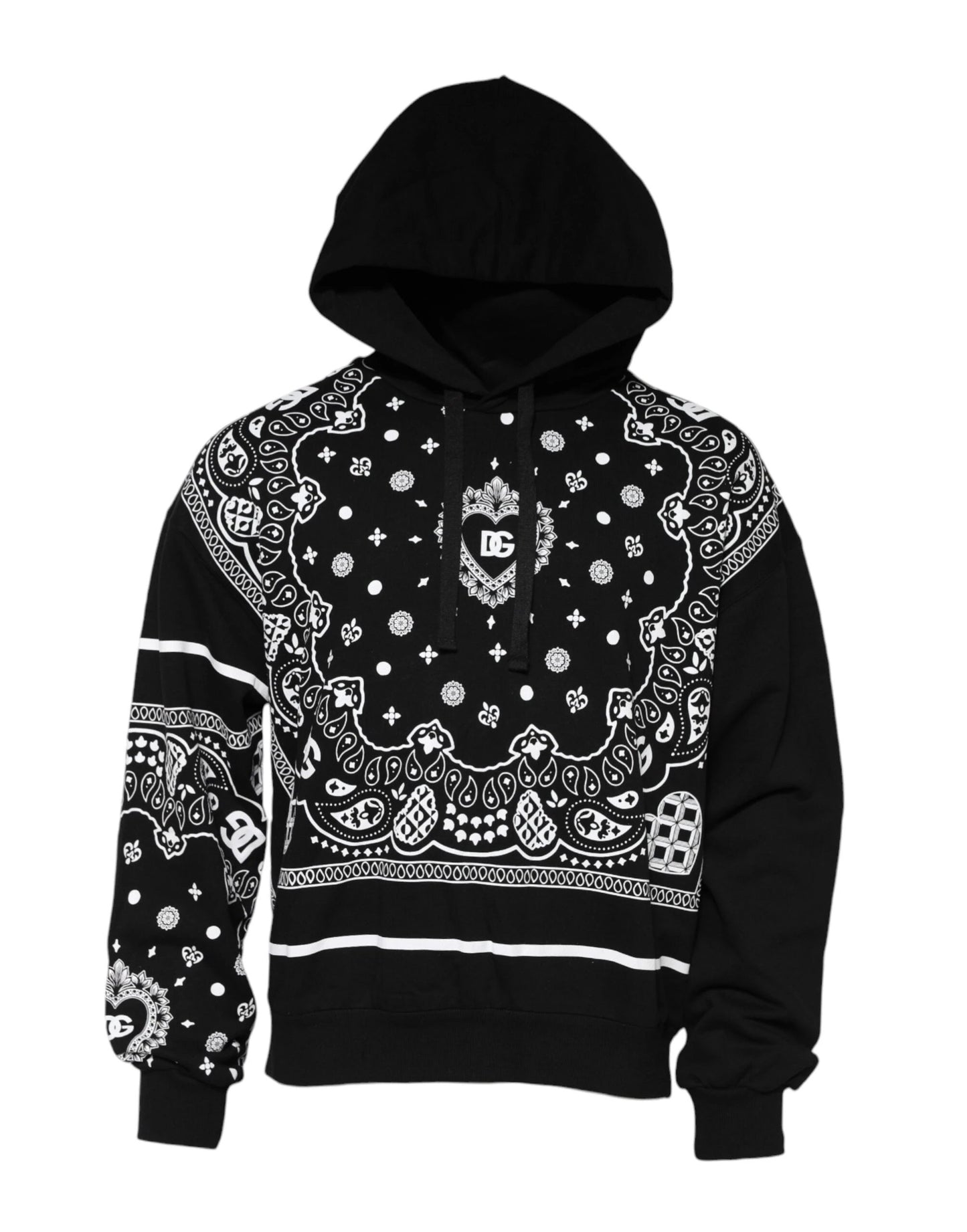 Dolce & Gabbana Black Bandana Hooded Men Sweatshirt Sweater by Dolce & Gabbana
