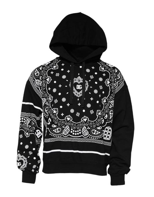 Sweat à capuche Dolce & Gabbana homme imprimé bandana en coton noir – TSH90615