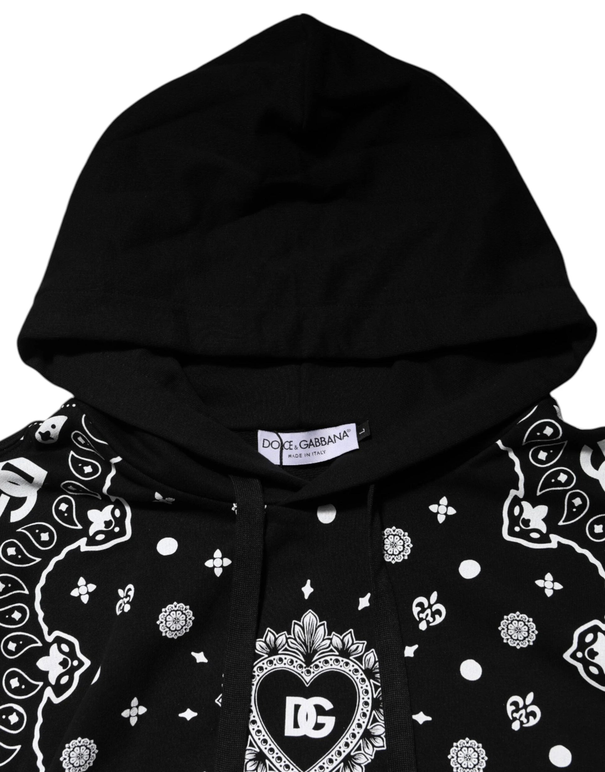 Dolce & Gabbana Black Bandana Hooded Men Sweatshirt Sweater by Dolce & Gabbana