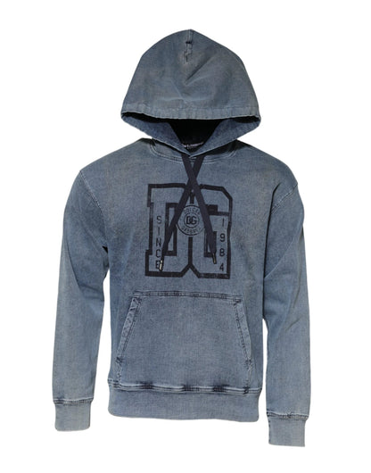 Dolce & Gabbana Blue Cotton Blend Hooded Sweatshirt Sweater by Dolce & Gabbana