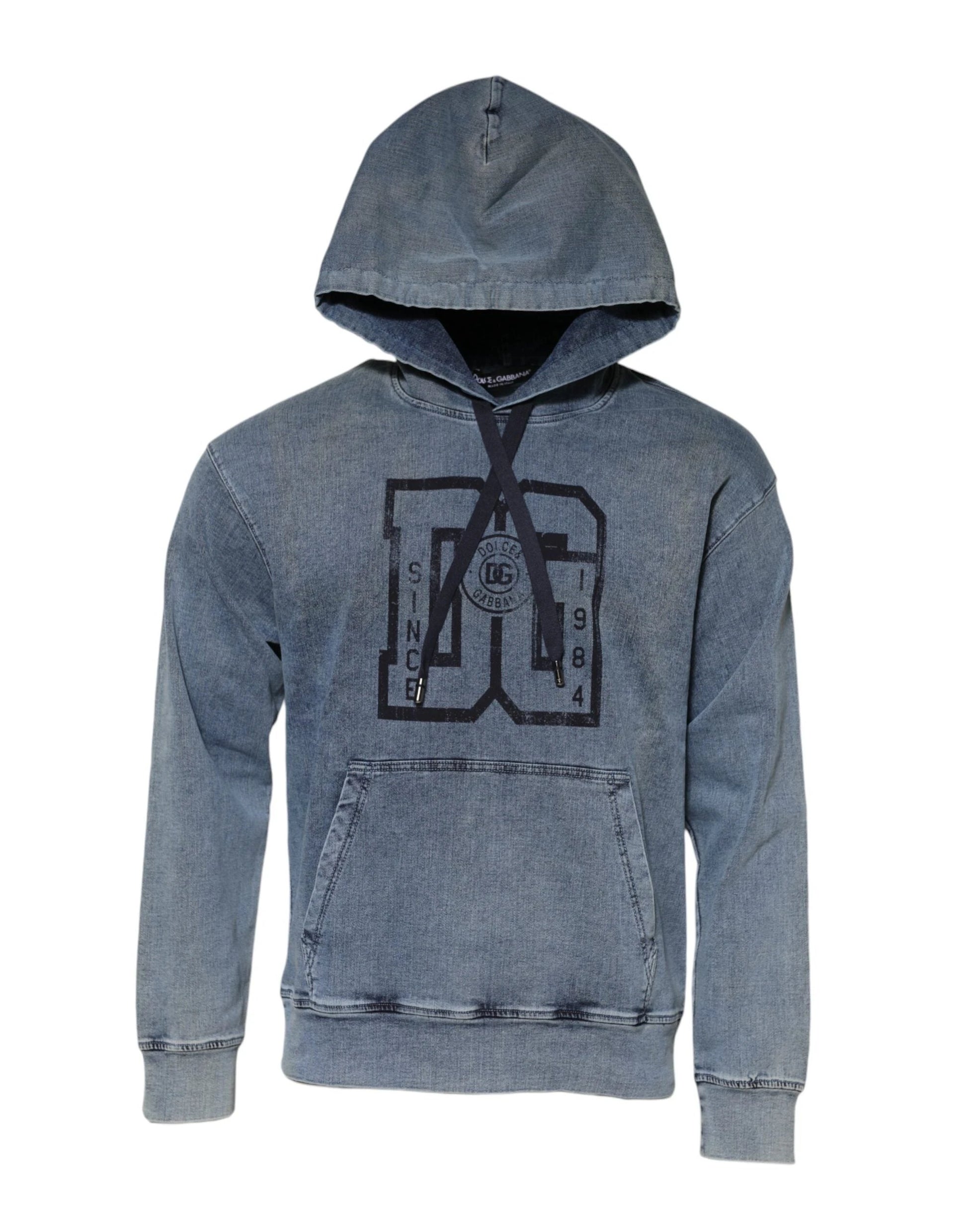 Dolce & Gabbana Blue Cotton Blend Hooded Sweatshirt Sweater by Dolce & Gabbana