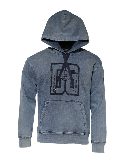 Dolce & Gabbana Blue Cotton Blend Hooded Sweatshirt Sweater by Dolce & Gabbana