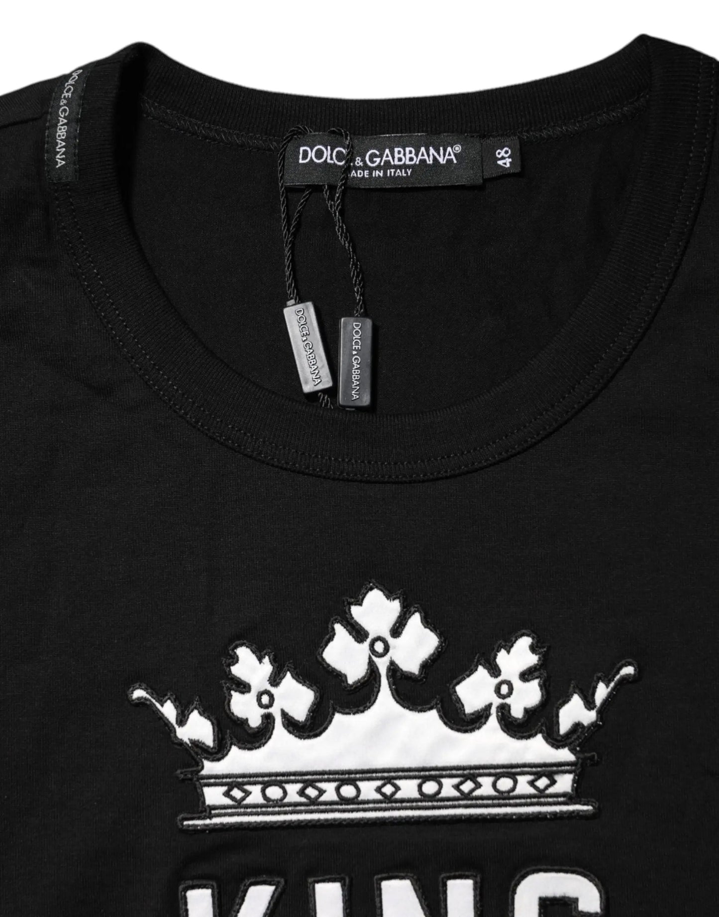 Dolce & Gabbana Black DG King Crown Cotton Crew Neck T-shirt by Dolce & Gabbana