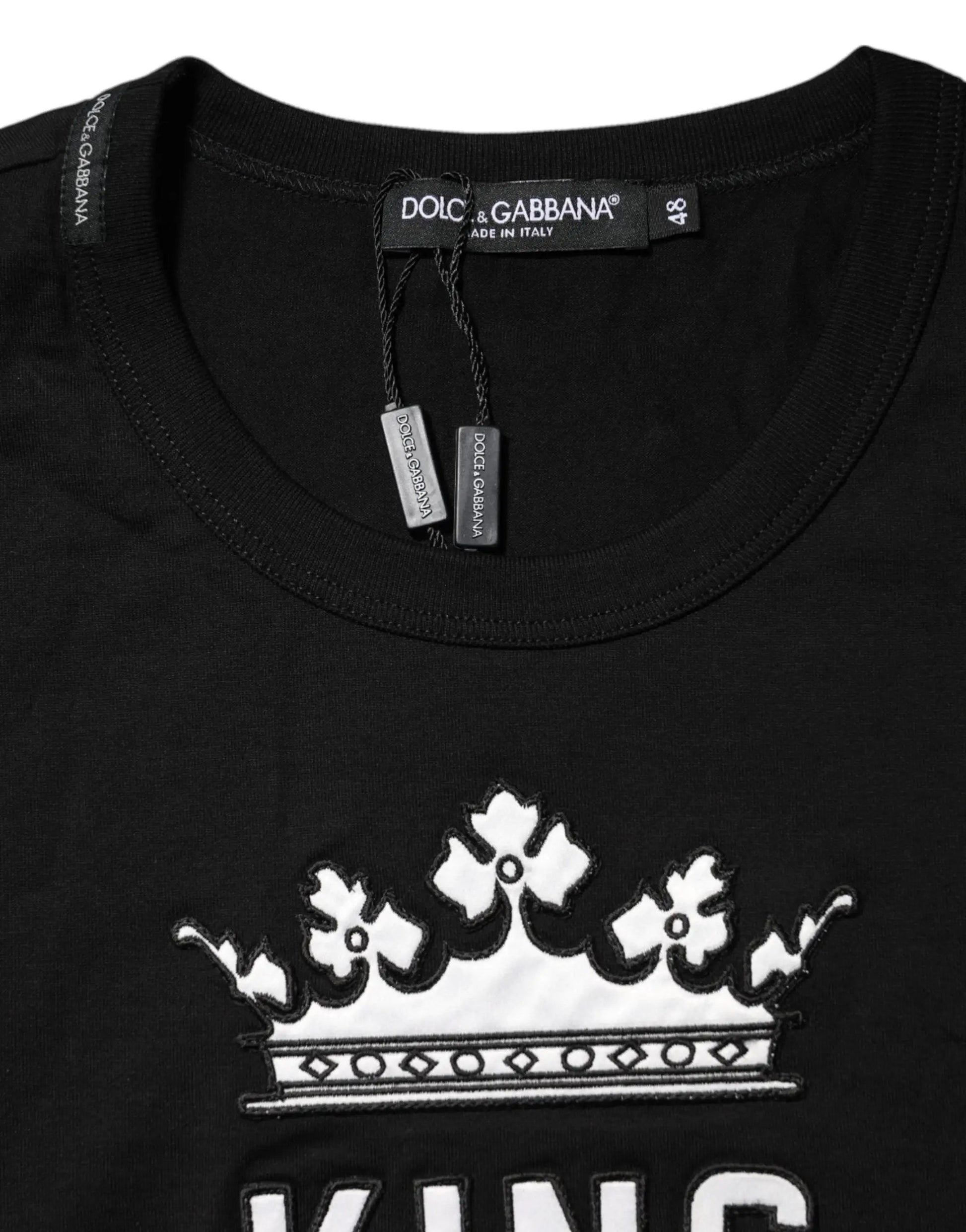 Dolce & Gabbana Black DG King Crown Cotton Crew Neck T-shirt by Dolce & Gabbana