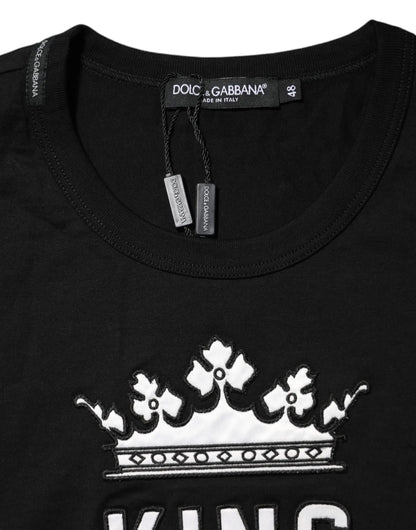 Dolce & Gabbana Black DG King Crown Cotton Crew Neck T-shirt by Dolce & Gabbana
