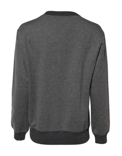 Pull Dolce & Gabbana à logo DG brodé en coton et cachemire gris – TSH90731
